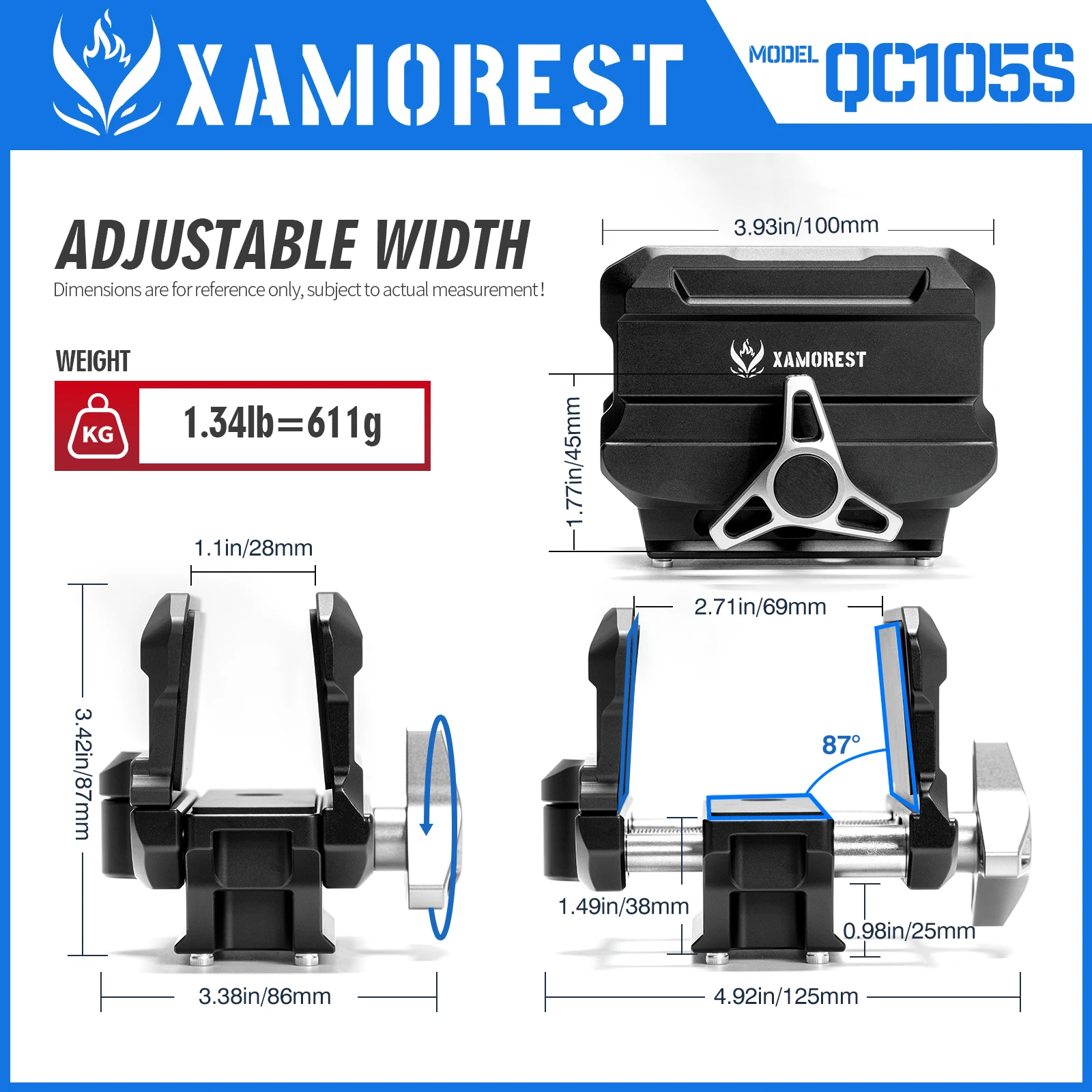 Фото XAMOREST QC105-S Jagdstativklemme, Arca-Swiss Sattelhalterung, ±25 °   verstellbare konische Rohrklemme №3