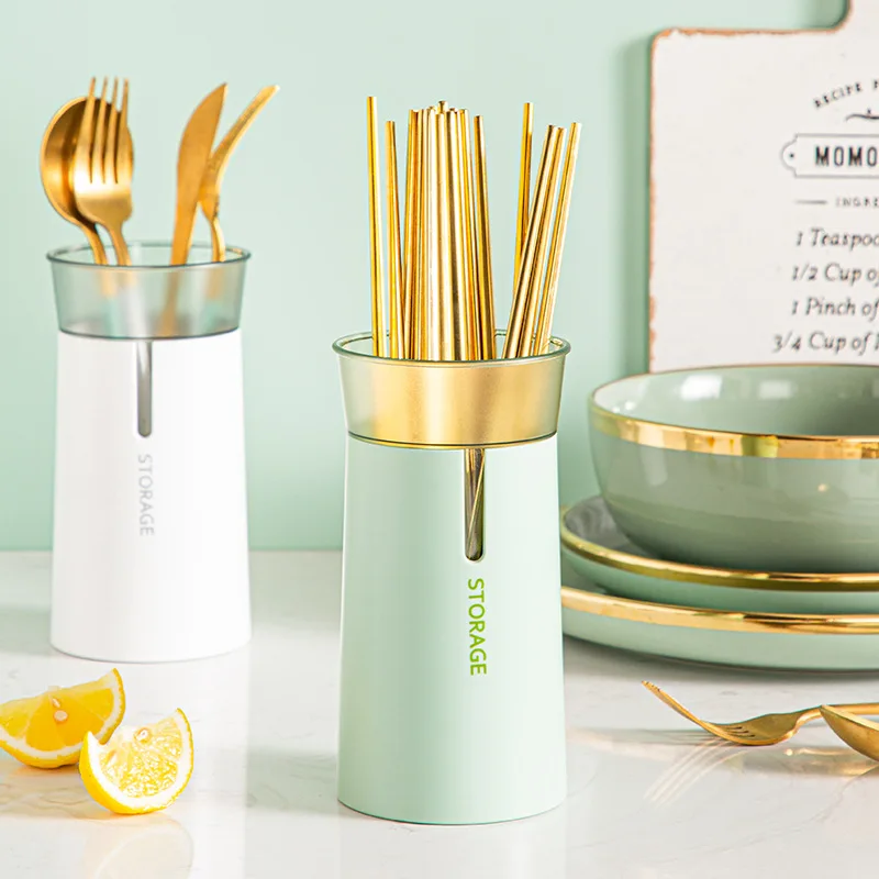 

Spoon Fork Knife Chopstick Drain Box Tableware Storage Holder Vase Double Layer Cutlery Dry Shelf Kitchen Organizer Drainer Rack