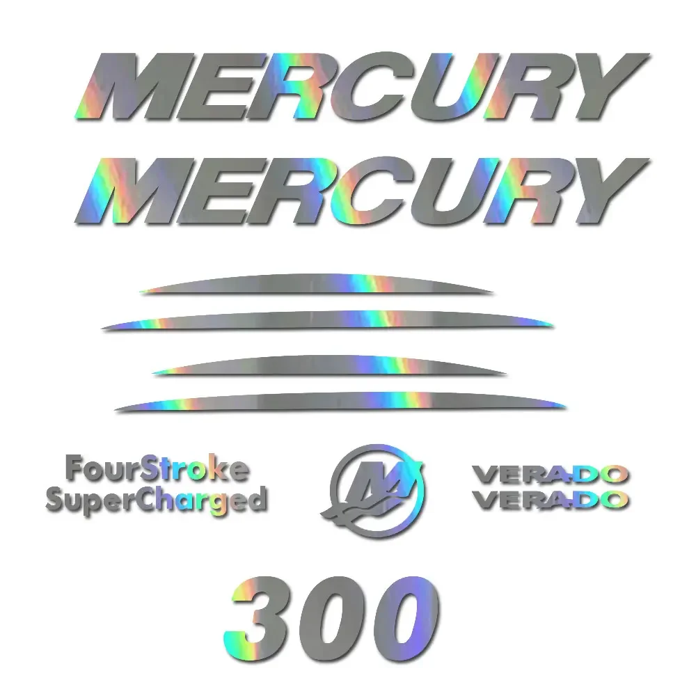 

Для подвесного двигателя Mercury Verado 4-тактный комплект морских наклеек поколения 2, 300 л.с.