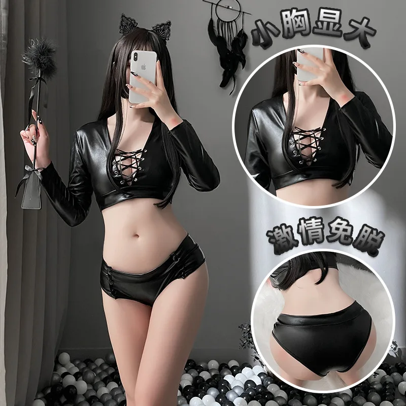 

Готические костюмы для косплея, ажурные укороченные топы, трусики, сексуальное женское нижнее белье для Хэллоуина, чувственное Сексуальное...