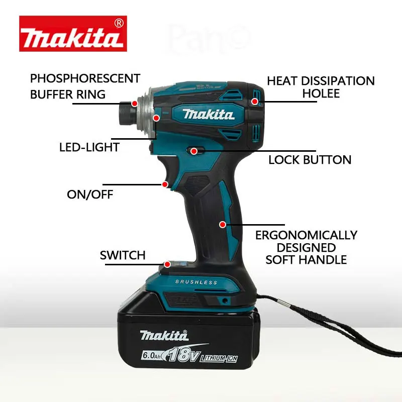 Makita DTD172 180NM Аккумуляторный Ударный Водитель 18 В Бесщеточный Мотор Электрический