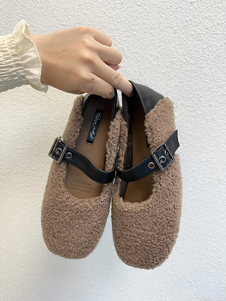 

Women Shoes Autumn Female Footwear Round Toe Loafers Fur Casual Sneaker Shallow Mouth Fall Dress Moccasin Winter Slip-On Basic L