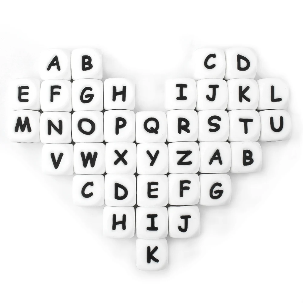 104Pcs 12MM Силиконовые Бусины Английская Буква Объемные Для Изготовления Ювелирных