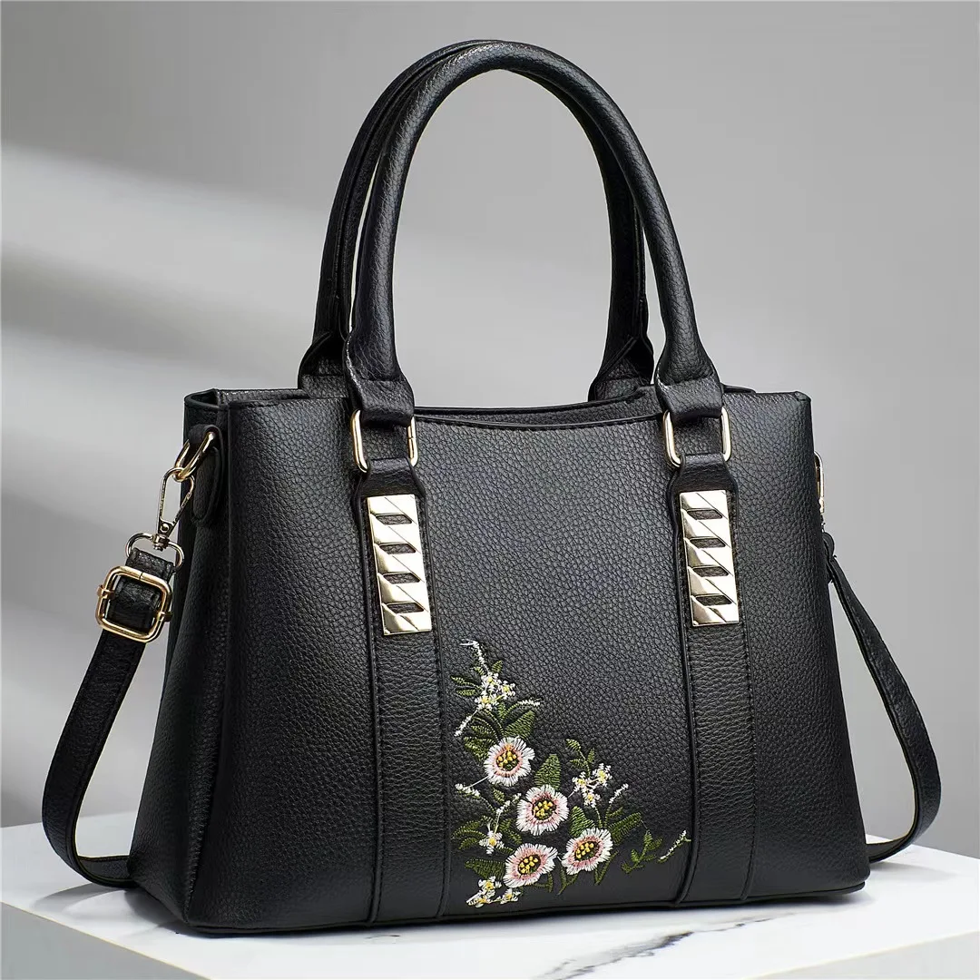 

New embroidered handbag for girls simple large capacity cross-body bag for mom single shoulder bag