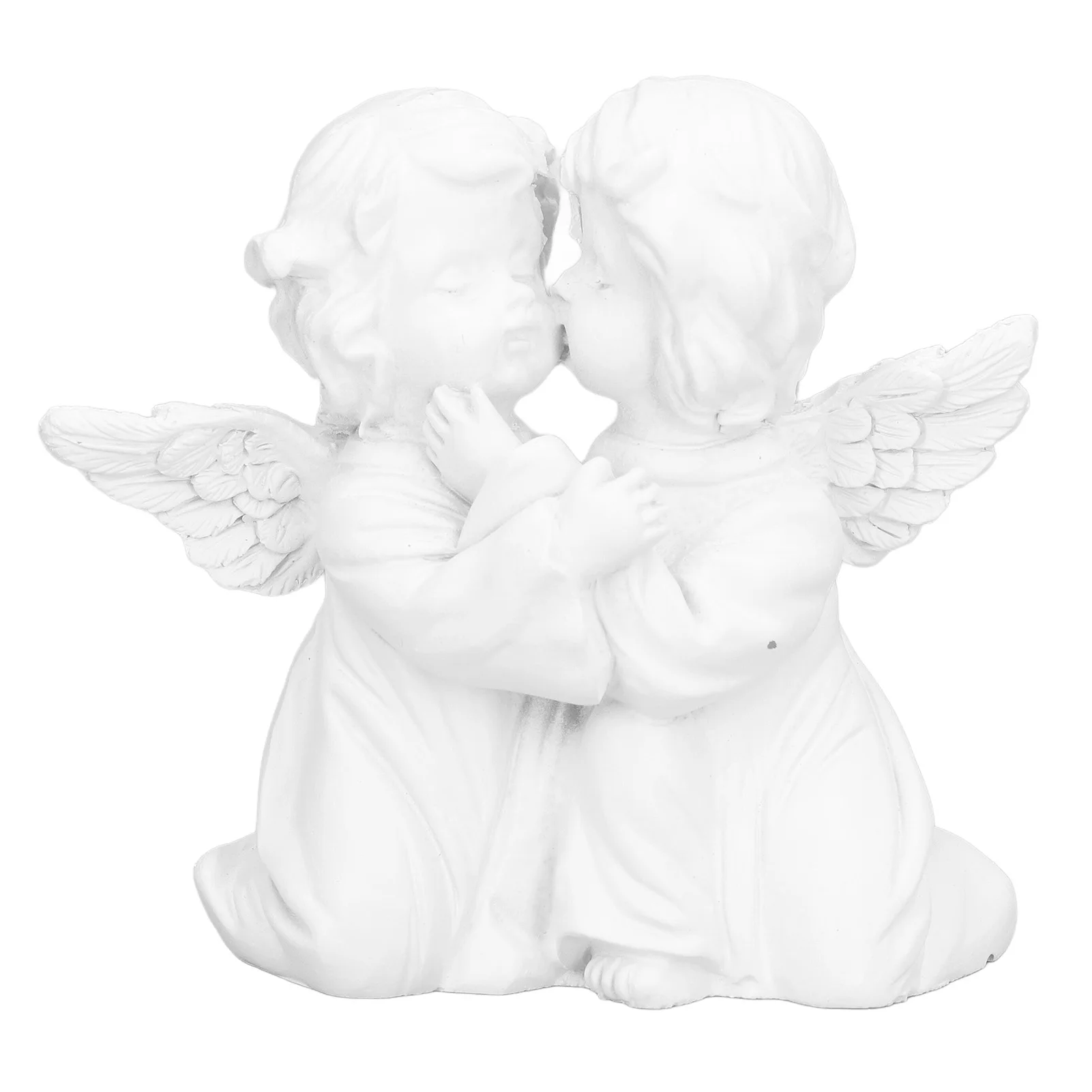 

Angel Statue Synthetic Resin Embracing Shape White Angel Ornament for Desktop DecorationAngel Left