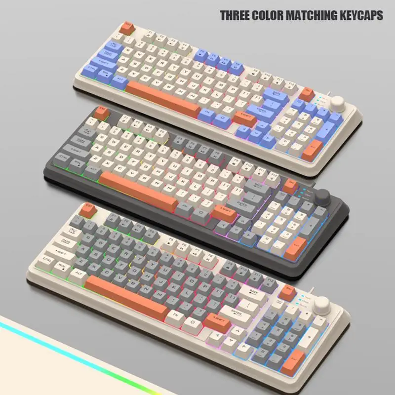 

USB Mechanical Gaming Keyboard Wired 94-Key Backlit Mechanic Keyboard Colorful Keycaps Smooth Keyboard For Computer Laptop PC