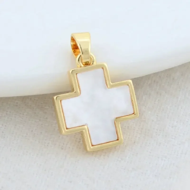 14K Gold Color Brass with Shell Heart Star Moon Cross Charms Pendants Necklace Earrings Jewelry Making diy Supplies Accessories