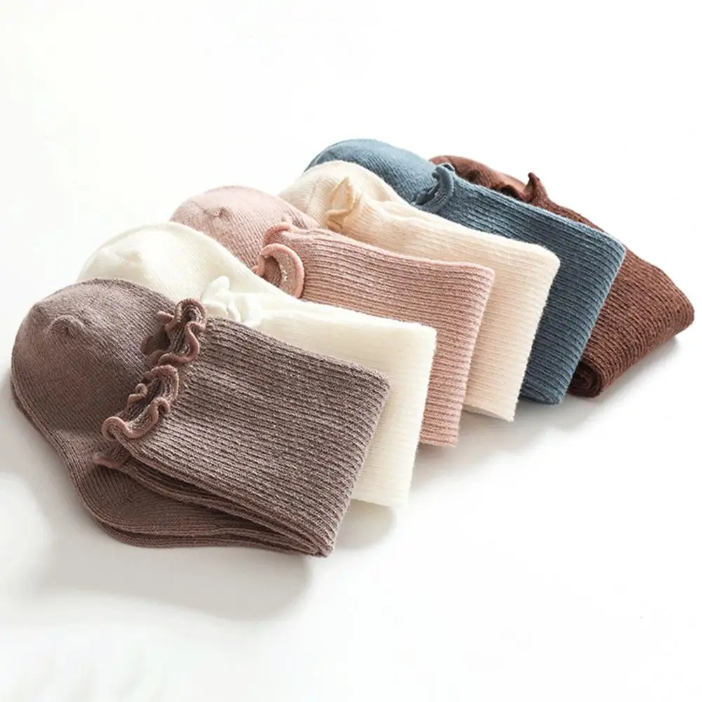 

1 Pair Lovely Baby Knee High Socks Cozy Baby Winter Socks Solid Color No Constraint Toddlers Socks Keep Warm