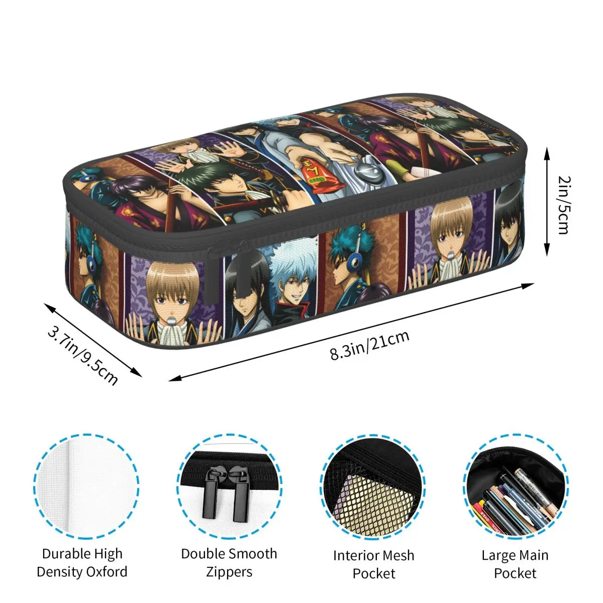 Фото Пенал Gintama Sakata Gintoki Takasugi Shinsuke для хранения больших предметов, сумка-коробка для ручек Kawakami Bansai Okita Sougo, школьные принадлежности №5