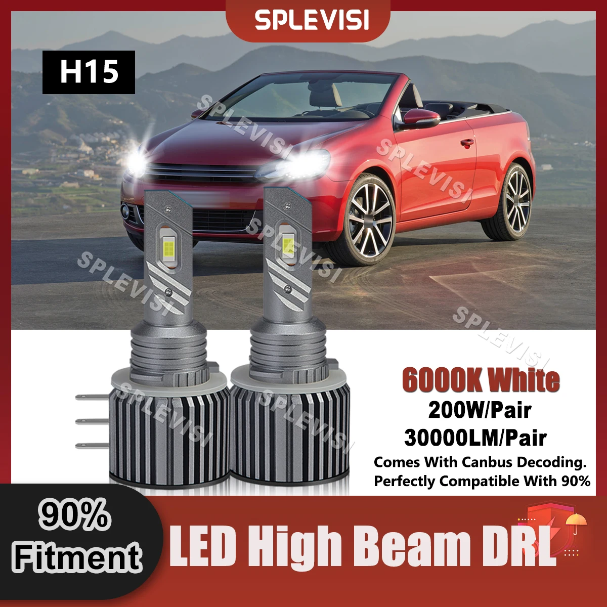 2 шт. автомобильные лампы H15 для VW Golf MK6 2011 2012 2013 2014 2016 2017