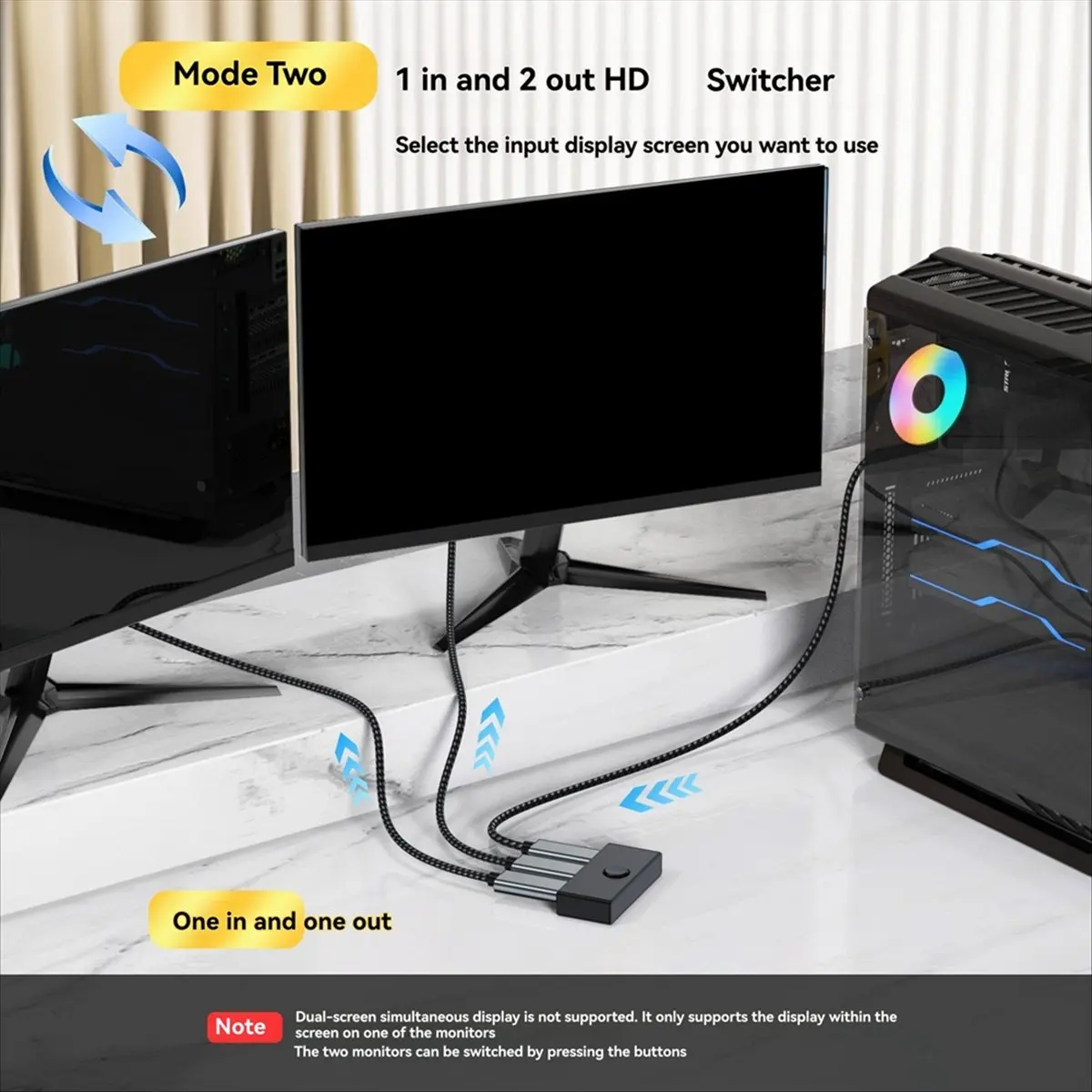 Фото (BOFF) HDMI-совместимый коммутатор 8K 60 Гц, двунаправленный HD-сплиттер 1x2/2x1, HD-коммутатор для PS5, Xbox, HDMI-совместимый коммутатор №5