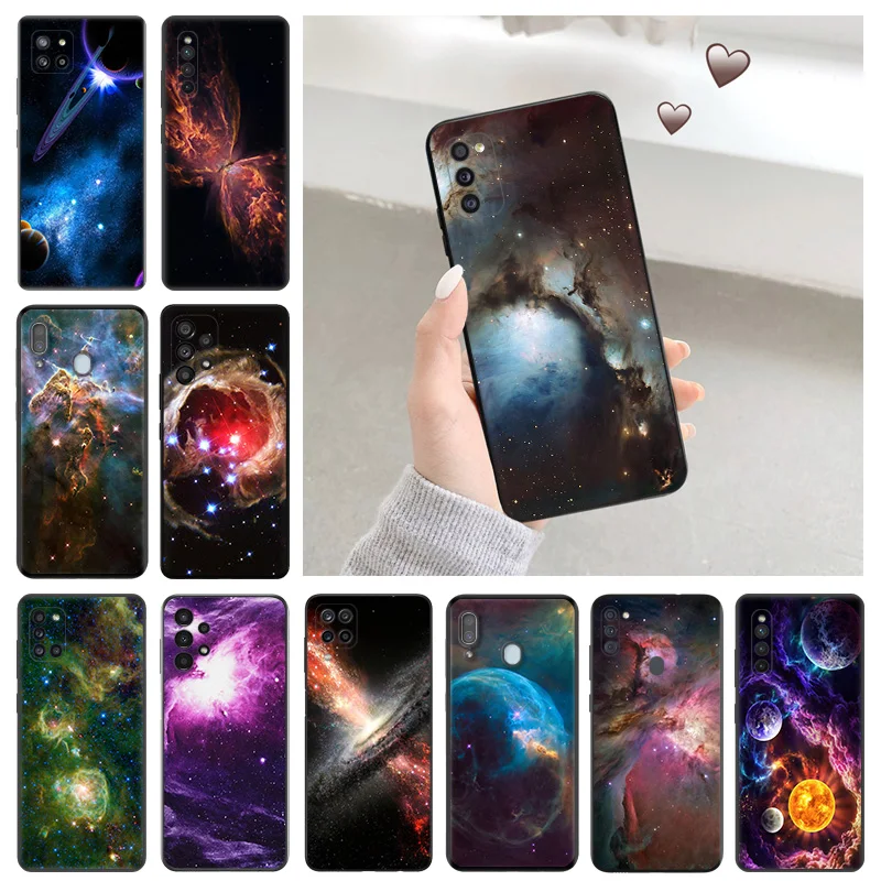 

Soft Phone Cases For Samsung Galaxy A34 a54 A50 A70 A03S A40 A30 A20 A10E A01 A02 A04 Nebula Starry Sky Cosmos Black Matte Cover