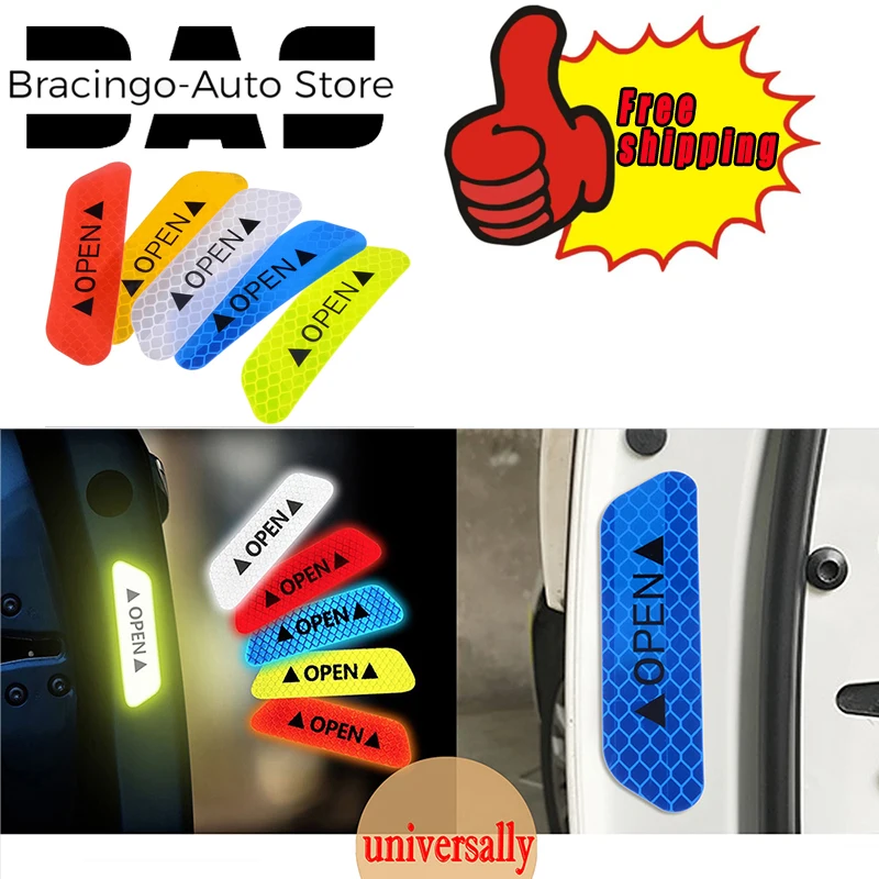 

4 шт./набор, светоотражающие наклейки на автомобильные двери