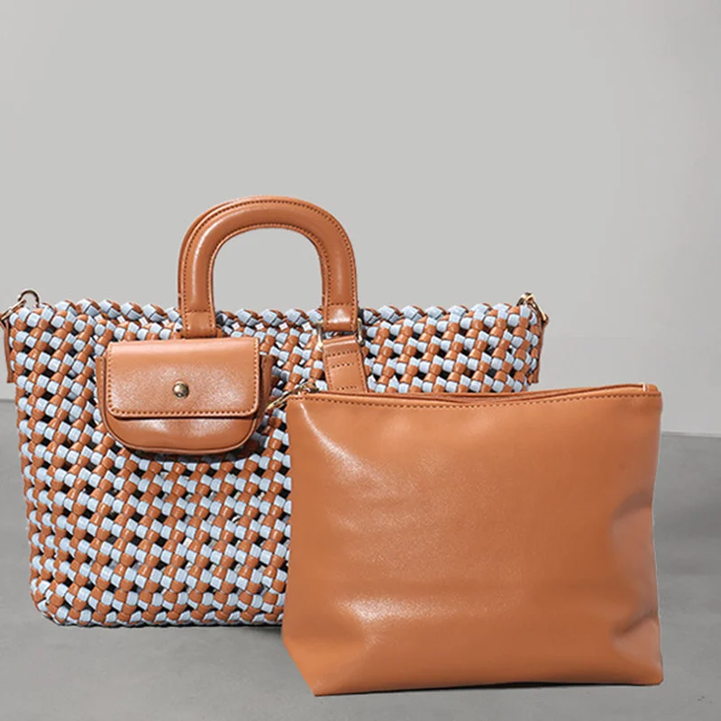 

2022 Spring New Hand-woven Bag High Quality Shoulder Messenger Bags Large-capacity Casual Tote Bag Women Purse and Handbags