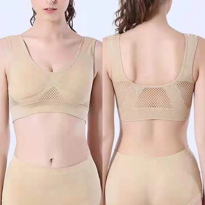 

Sexy Women'S Plus Size Seamless Bra Breathable Mesh Bras Bralette Underwear Comfortable Yoga Fitness Sports Bra Without Frame