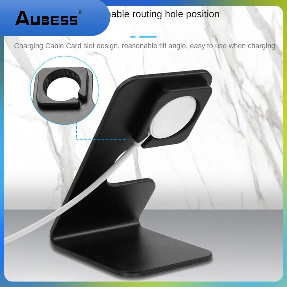 

Black Non-slip Charger Station For Apple Watch Stable Watch Charging Bracket Aluminum Alloy Watch Wireless Charging Bracket