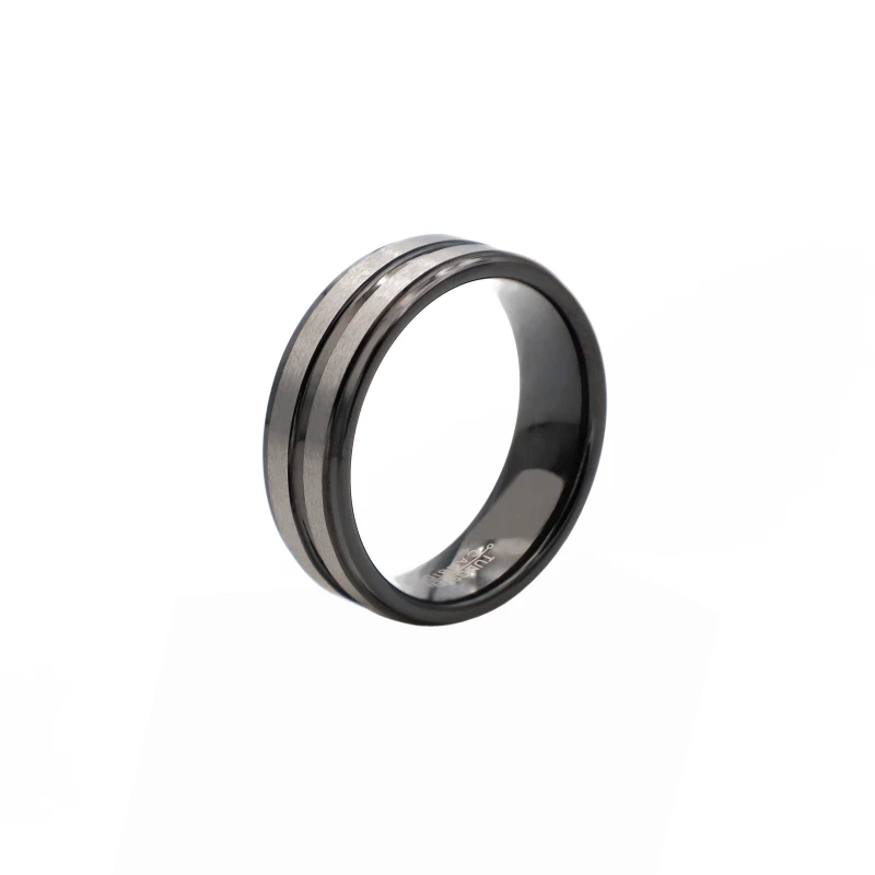 

Step Electric Black Surface Pull Sand Men's Jewelry Tungsten Steel Couple Ring Wedding Rings