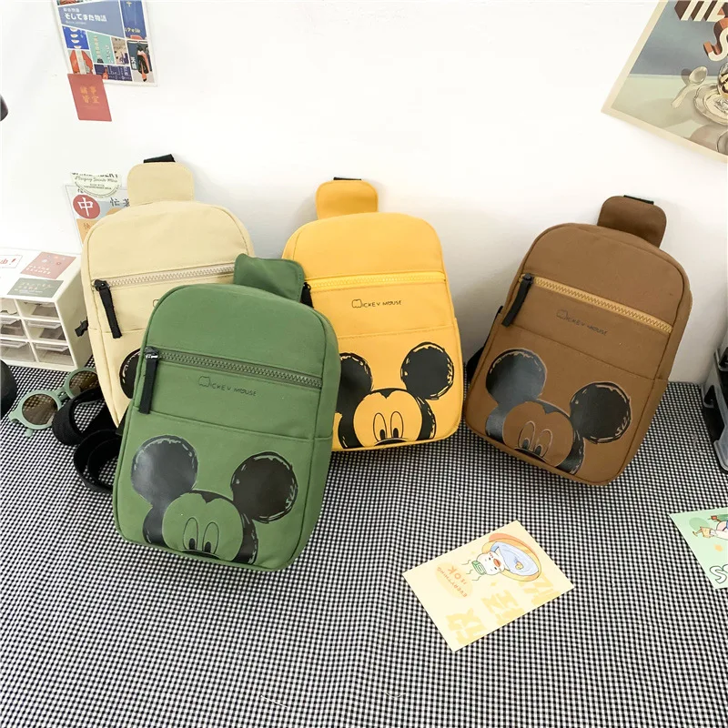 

Disney Kawaii Cartoon Anime Series Mickey Mouse Child Messenger Bag Children's Chest Bag Canvas Baby Boy Girls Holiday Gift