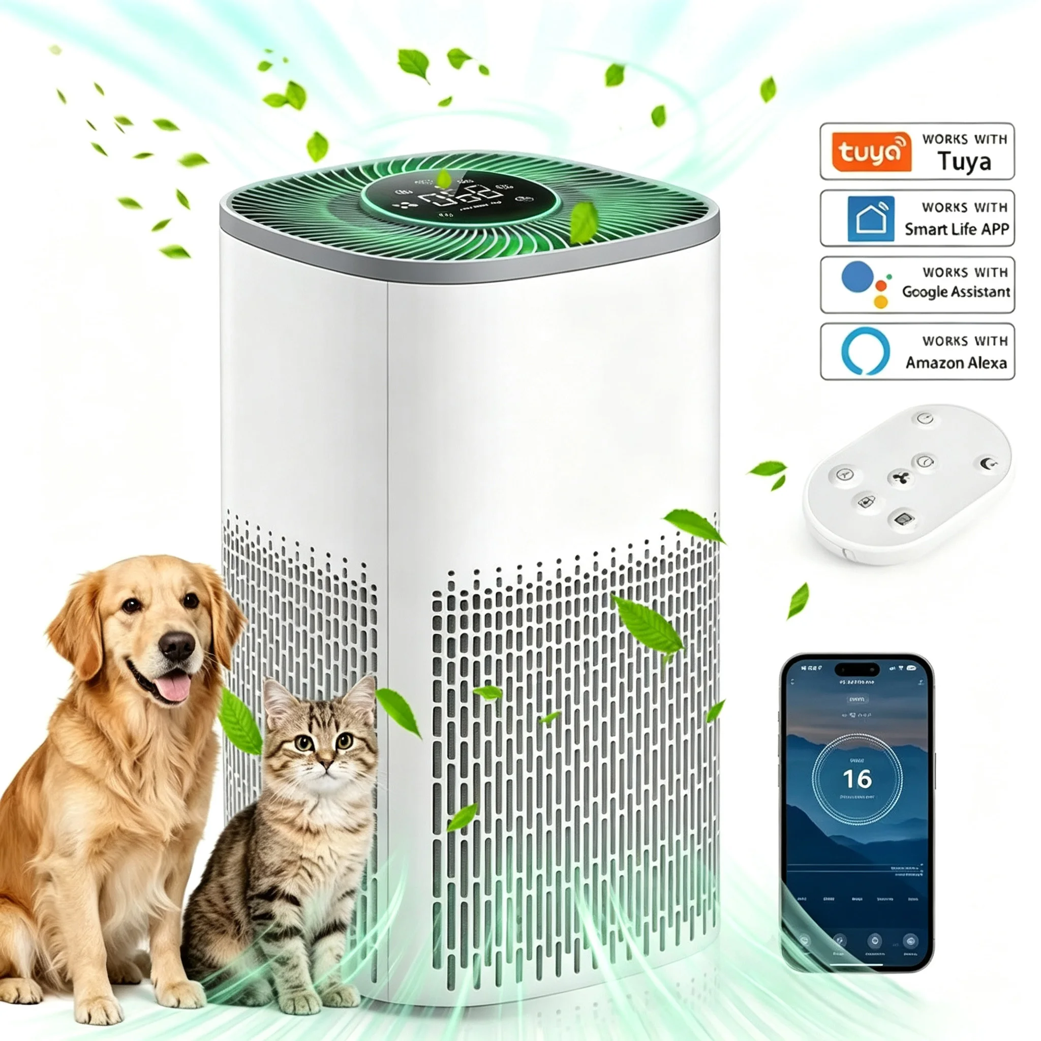 Фото Очиститель воздуха Mi Pet с фильтром H13 HEPA, бесшумный, удаляет 99,97% запахов, пыльцы и пыли, для офиса, спальни, управление через Alexa №1