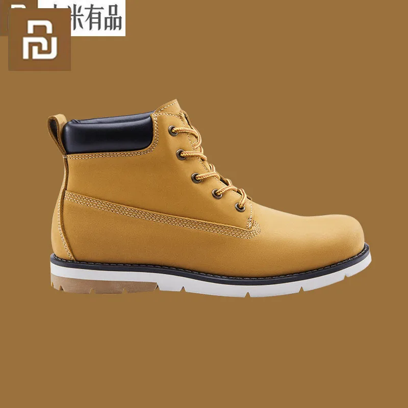 Youpin Qimian Cowhide Men's Boots Winter Shoes Waterproof Rubber Sole Wear Resistant Ankle Boots Breathable Snow Warm Boots