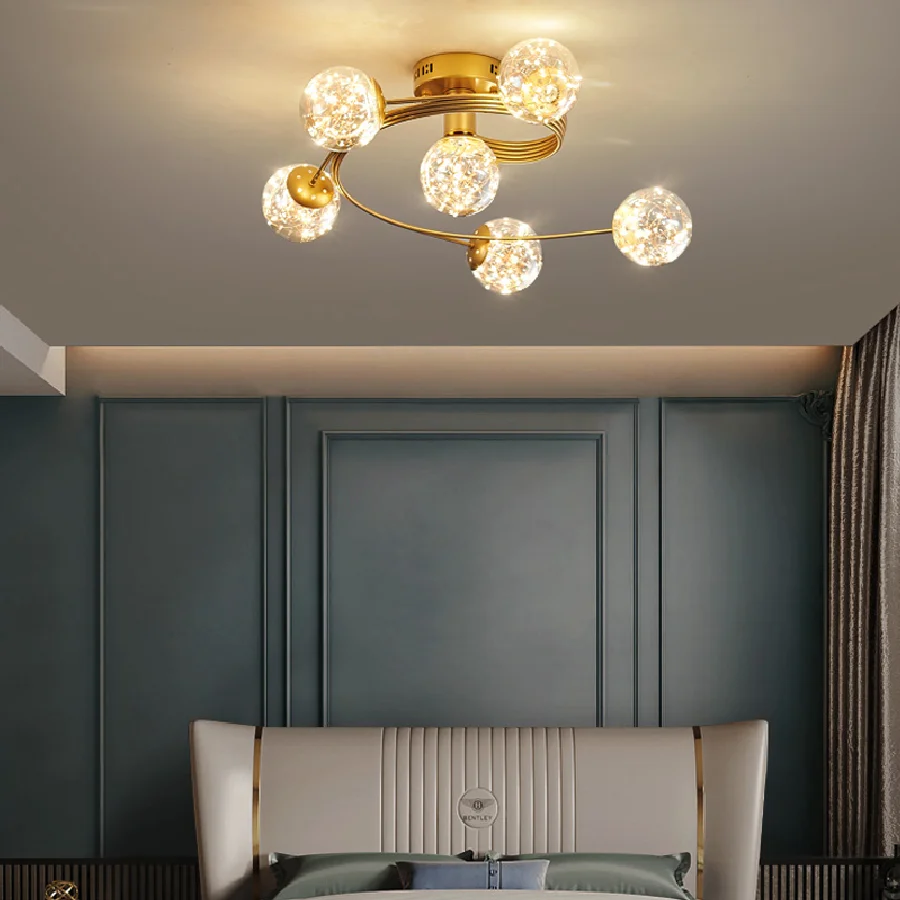 

Modern Gypsophila GlassBall Led Decorative Lamps of Ceiling Home Living Room Decoration Bedroom Chandelier Hanging Light Fixture