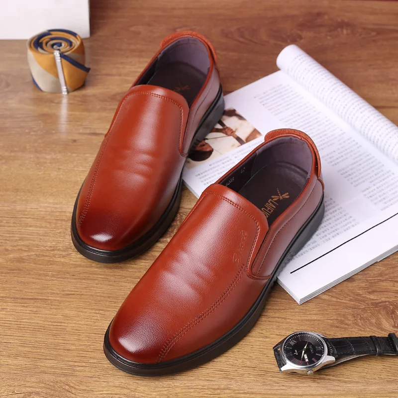

Мужские деловые классические туфли, Британская и Корейская Осенняя дышащая удобная повседневная кожаная универсальная обувь на плоской подошве