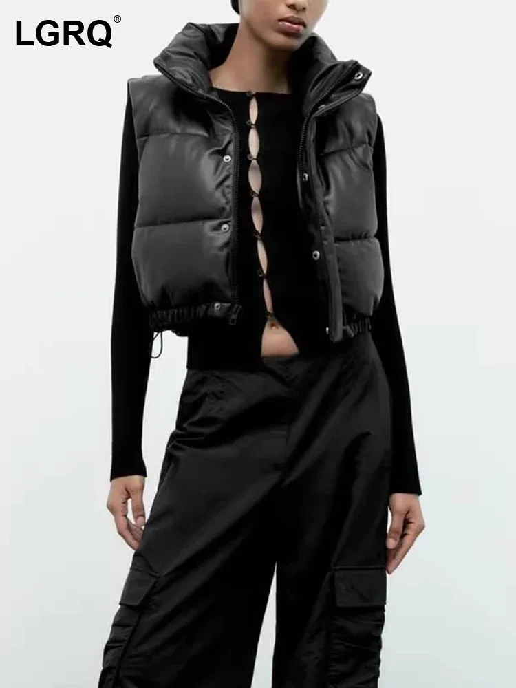 

Повседневный однотонный Элегантный жилет LGRQ 2023, Модный женский жилет без рукавов высокого качества, зимняя теплая уличная одежда, жилет 19F4395