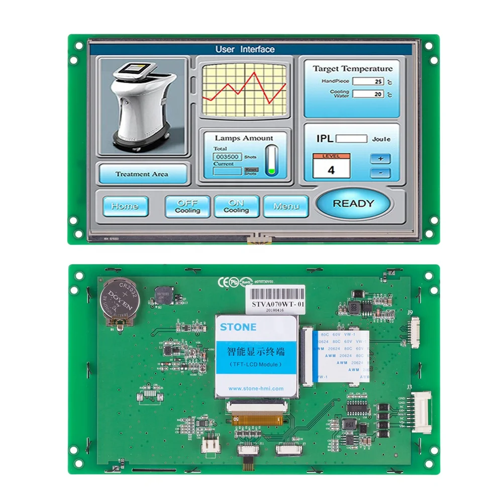 

Intelligent HMI 7 Inch LCD Module 1024x600 TFT Touch Screen Display with Port Serial Interface Software