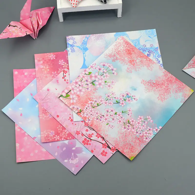 15cm Double-sided Sakura Origami Folding Thousand Paper Crane Colorful Paper Children's DIY Handmade Paper Jam YHCZ364