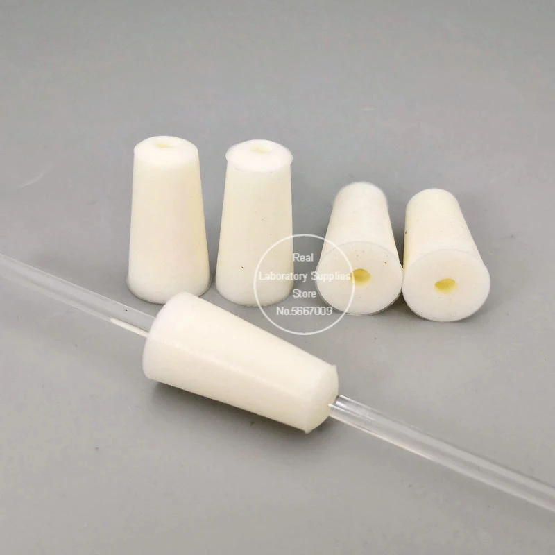 10pcs Lab Silicone Stopper Test Tube Hollow Plug Intake Hose Silica Gel Caps for Experiment