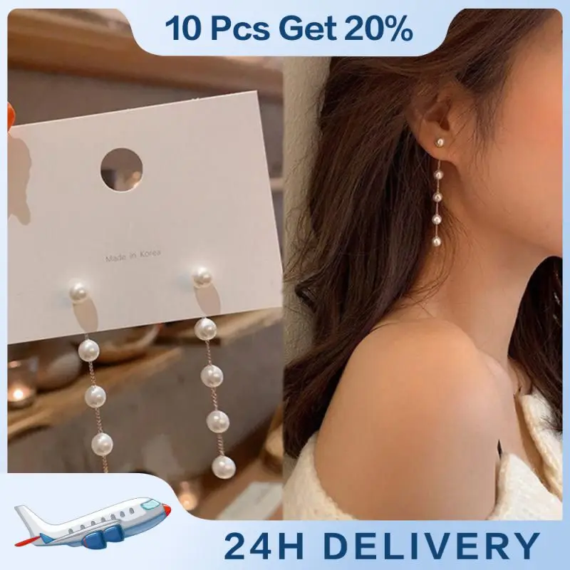 

Simulated Pearl Long Earrings Female Moon Star Flower Rhinestone Wedding Pendant Earrings For Women Wedding Party Gift