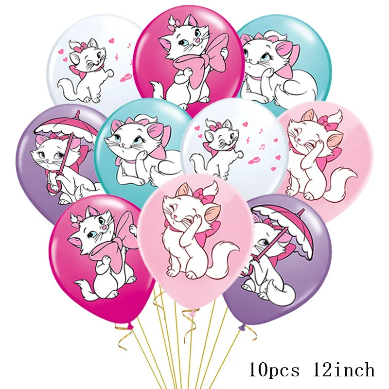 Воздушные шары в виде кота-Мари розовые с флагом принцессы баннер на день
