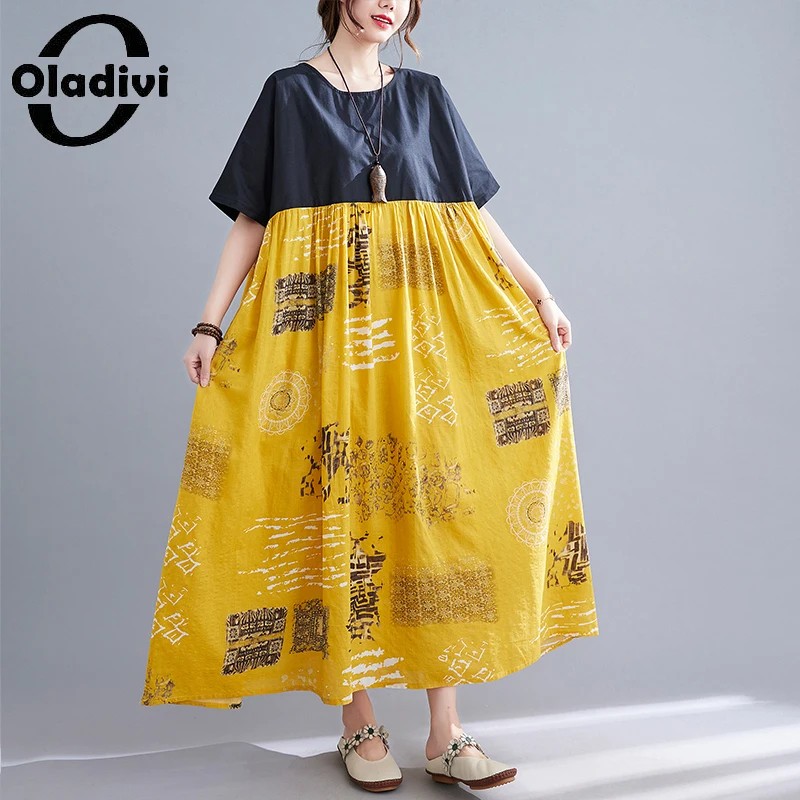 

Oladivi модное женское платье большого размера с принтом в стиле бохо, женская летняя Праздничная пляжная одежда, богемные длинные платья, женс...