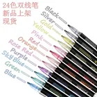 Двусторонняя ручка, цветная ручка для счета, металлическая ручка, контурная ручка, ручка ручной работы, 12 цветов, флуоресцентные маркеры, маркеры