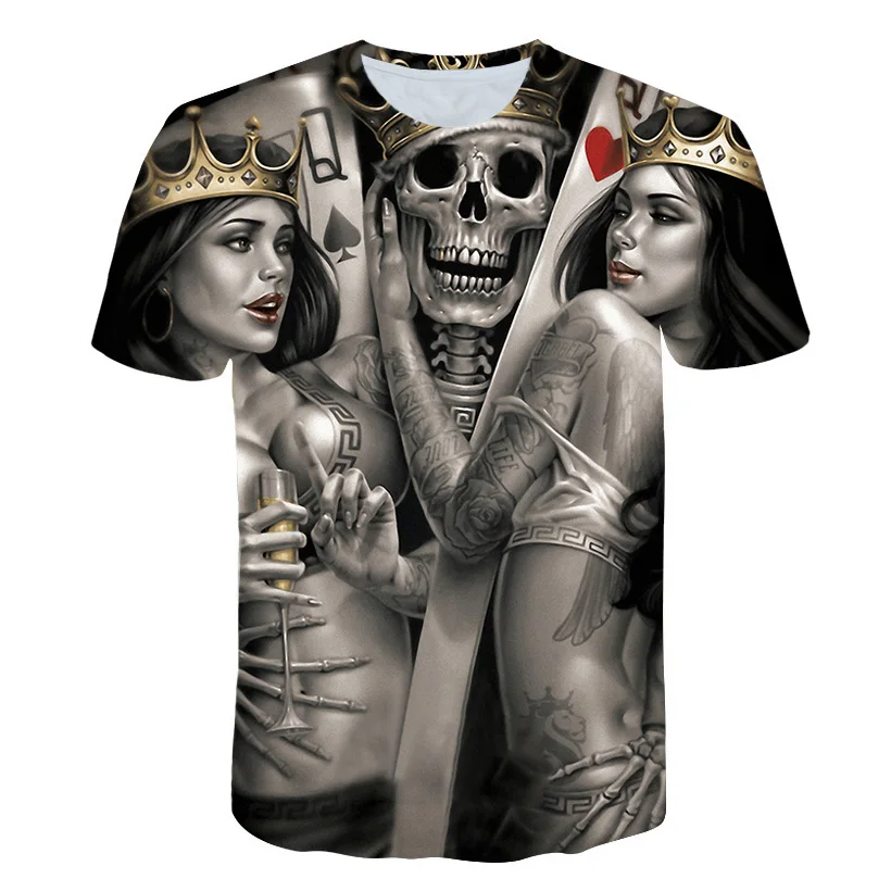 

New Horror Series Skull Head 2022 Brand Men's Clothing 3D Printing O-neck T-shirt Street Fashion Fashion Loose Oversize New Horr