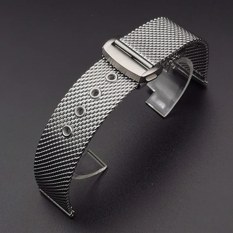 Universal 20mm 22mm butterfly buckle mesh belt steel band watch strap For OMEGA  Seamaster IWC enlarge