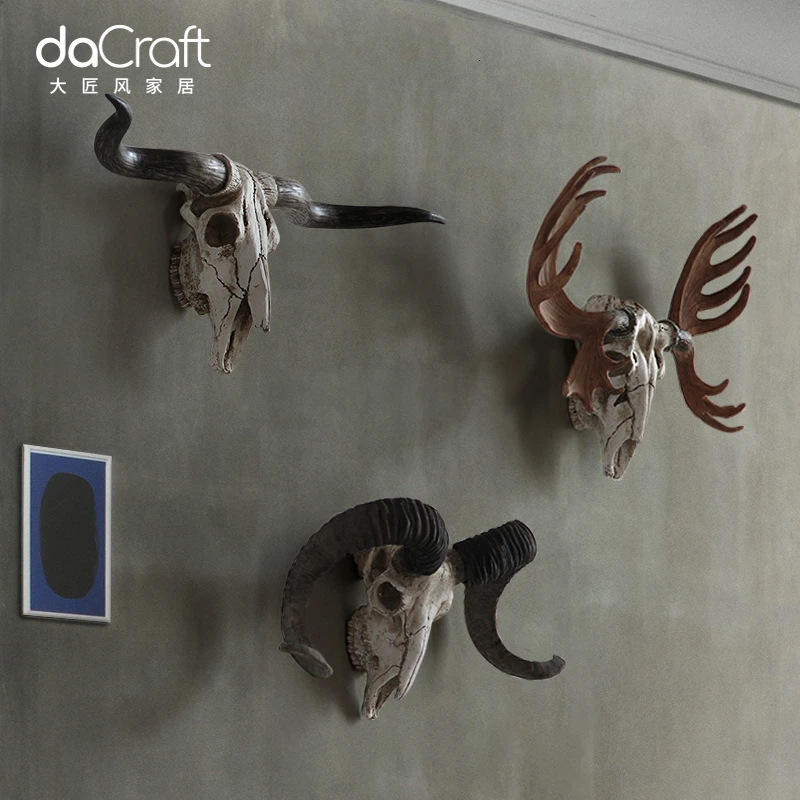 Большой рог ремесленного стиля овцы животное Череп домашняя мебель настенная