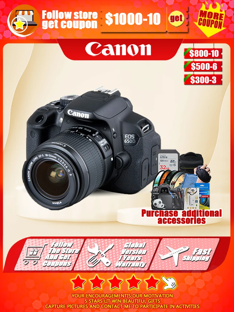 

Canon EOS 650D digital SLR camera with Canon EF-S 18-55mm f/3.5-5.6 IS II Lens