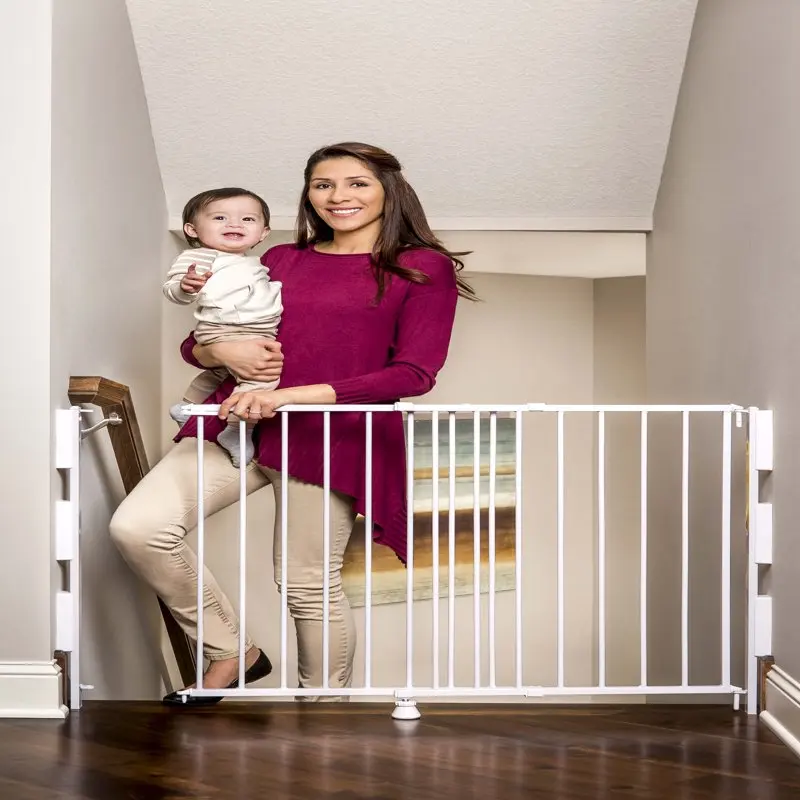 

2-in-1 Stairway and Hallway Wall Mounted Baby Safety Gate, White, Ages 6 to 24 Months
