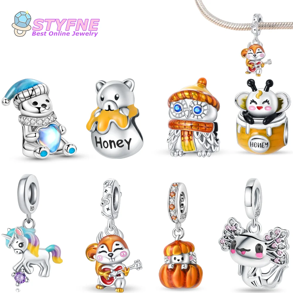 Изысканные бусины из стерлингового серебра 925 пробы с белым медведем подвески