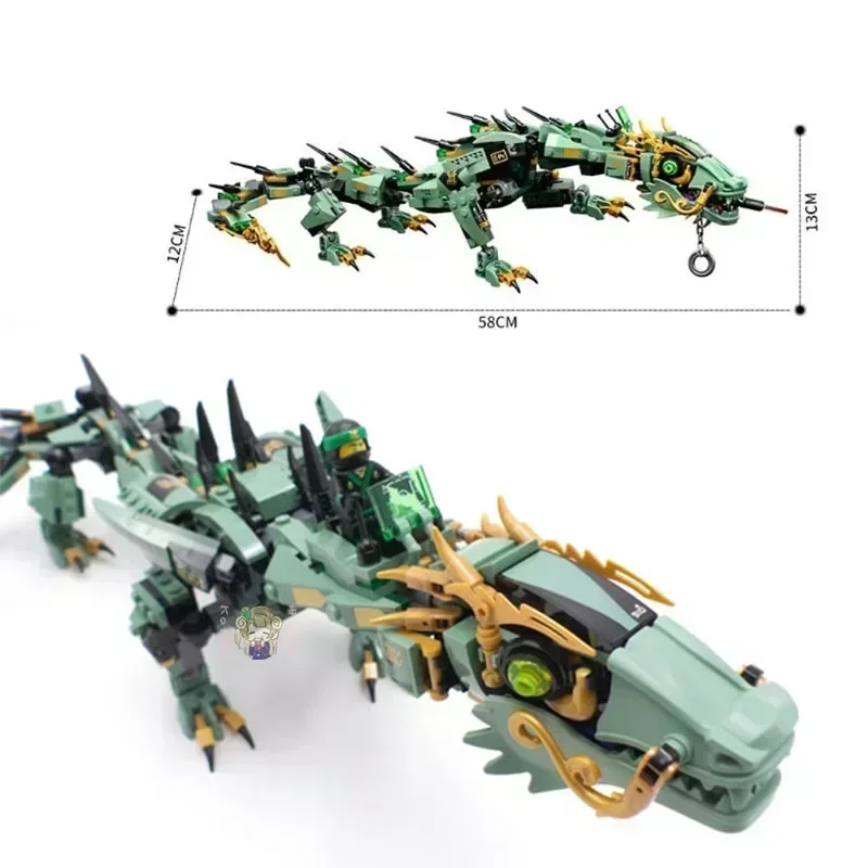 Строительные блоки MOC Mecha Dragon Fit 70612 игрушки для детей зеленый механический дракон