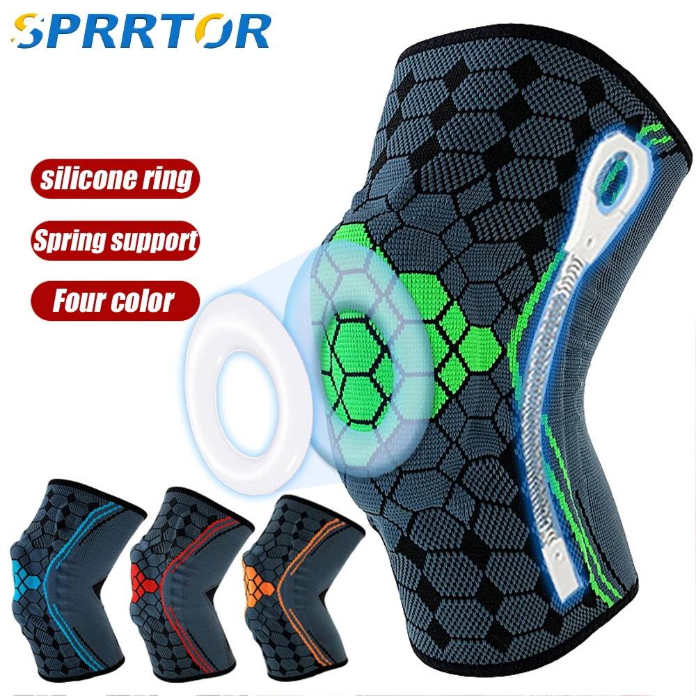 

Knee Brace for Men Women Silicone Gel Spring Support Knee Pads Workout Meniscus Tear Joint Pain Relief Knee Compression Sleeve
