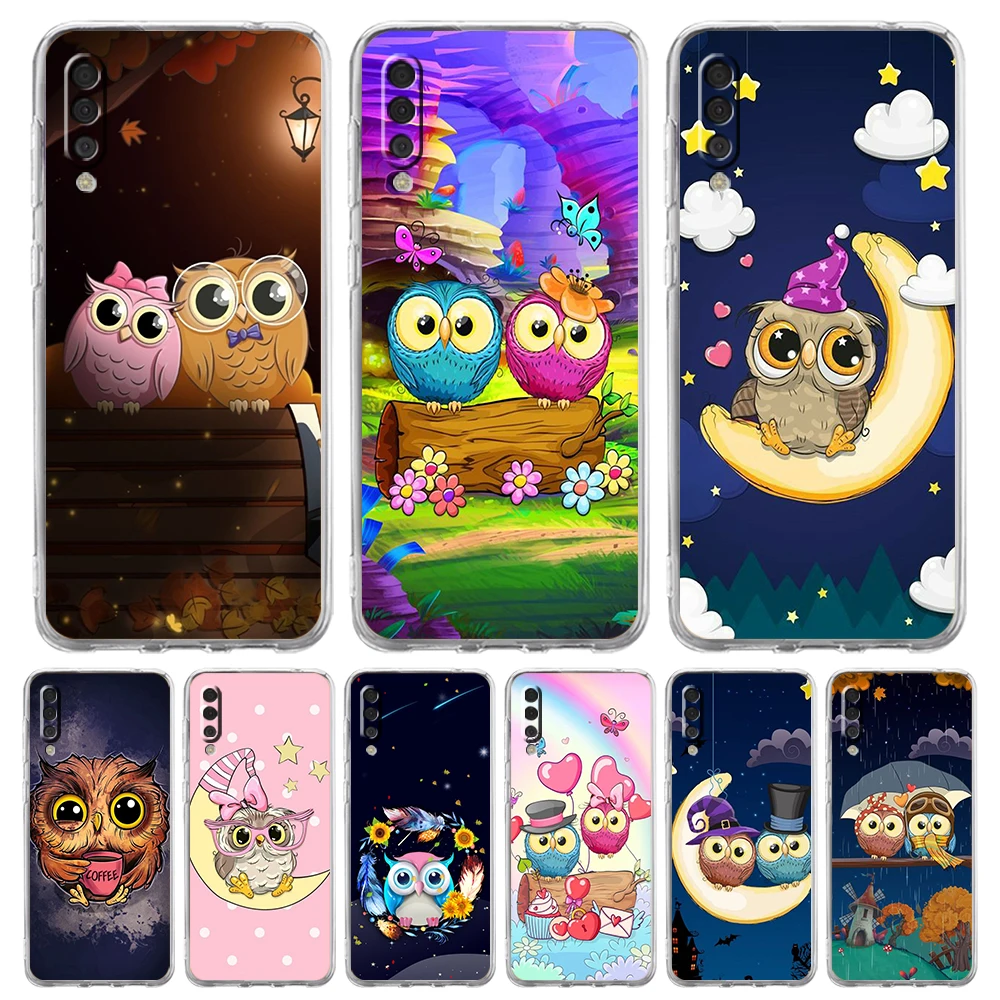 

Cute Cartoon Owl Transparent Phone Case for Samsung Galaxy A12 A02 A03S A50 A70 A10 A10S A20 A30 A40 Luxury Soft Cover Funda Bag