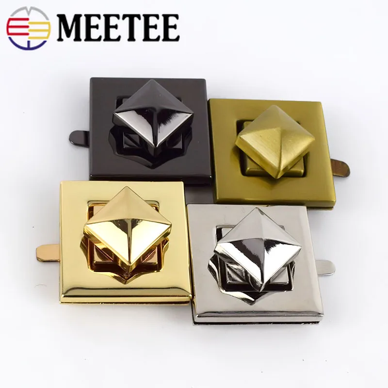 

2/4/10pcs 30x30mm Square Metal Bag Twist Lock Handbags Purse Lock Buckle DIY Clasps Closure Luggage Hardware Accessories BD374
