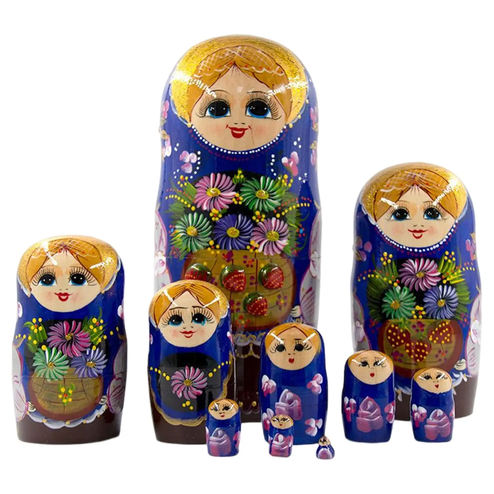 

10 Pieces Russian Nesting Dolls Toy for Home Office Ornaments