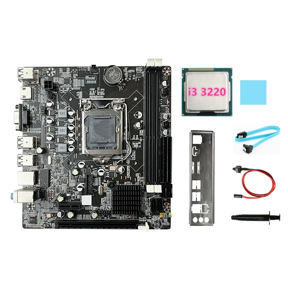 

B75 Motherboard+I3 3220 CPU+SATA Cable+Switch Cable+Baffle LGA1155 DDR3 for I3 I5 I7 Series Pentium Celeron CPU