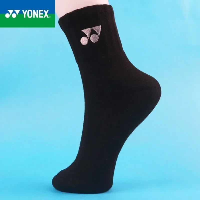 YONEX 2024 новые мужские однотонные толстые спортивные носки впитывающие пот и
