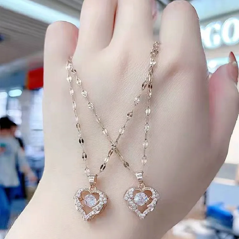 

Fashion Ladies Stainless Steel Heart Ocean Star Versatile Crystal Diamond Necklace Pendant Bridal Wedding Engagement Jewelry Gif