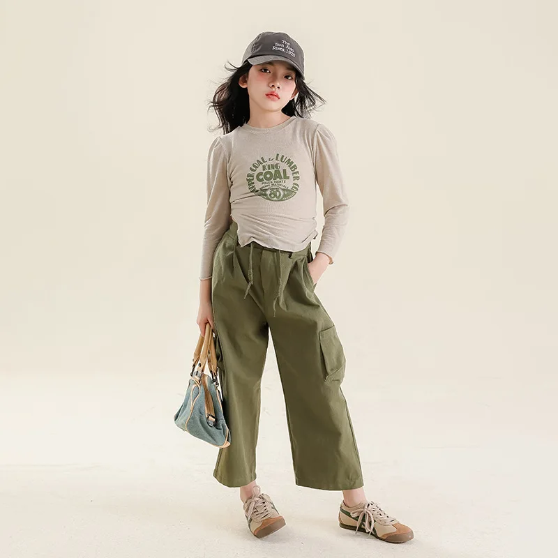 

Girls Outfits Set 2023 Spring Long Sleeve T-shirt Cargo Pants Two Pieces Teens Kids Clothes Fashion Casual Children Tracksuit