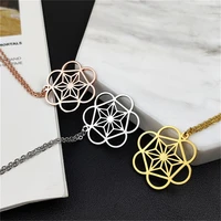 necklace for women stainless steel jewelry personality flower pattern pendant cross chain fashion simple flower necklaces gift